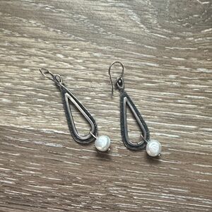 Silpada Silver and Pearl Drop Earrings